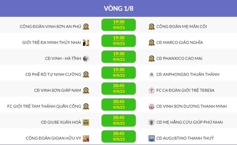 Thông báo lịch thi đấu vòng 1/8 giải bóng đá chào mừng lễ di dân 2023